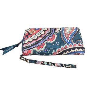 Vera Bradley Womens Cotton Wristlet Wallet Patterned Zipper Closure
